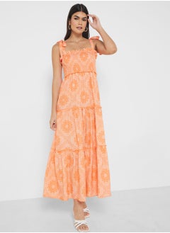 ELLA Strappy Dress In Geometric Print  - Image 4
