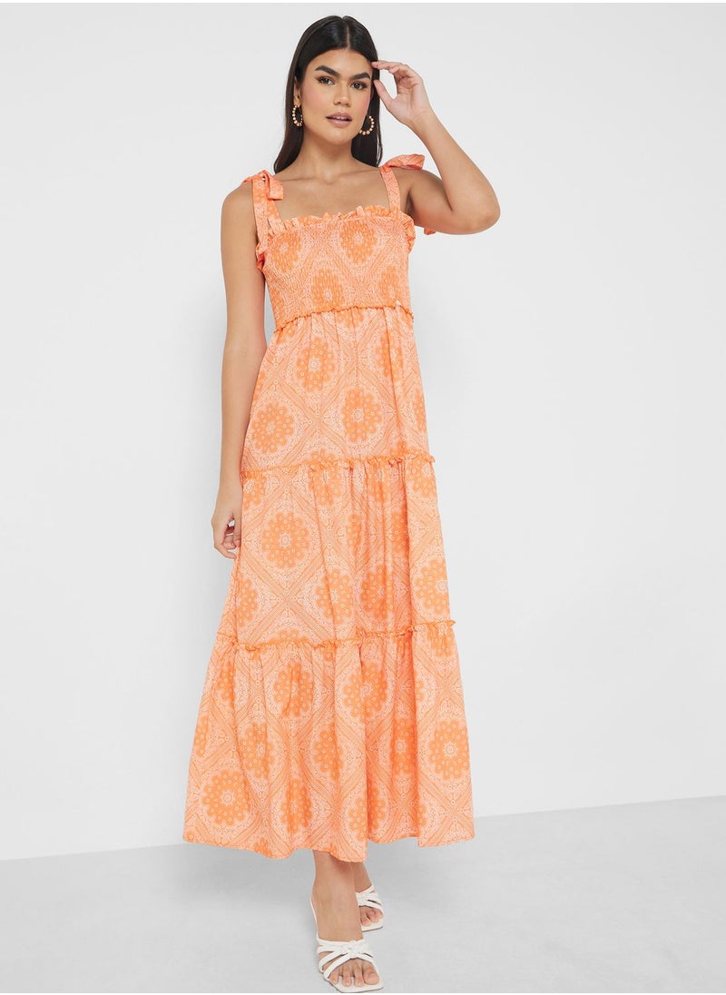ELLA Strappy Dress In Geometric Print  - Image 4