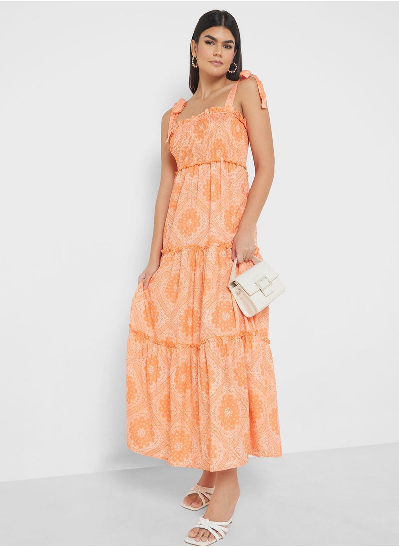 ELLA Strappy Dress In Geometric Print  - Image 1