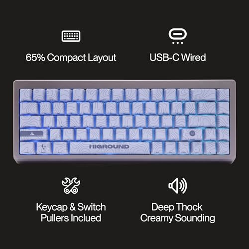 Higround Summit 2.0 Slate 65% Mechanical USB Wired Gaming Keyboard, Dreamland Linear Switches, Programable RGB, Hot-Swappable, Deep Thock Creamy Sounding PC Keyboard - Image 4