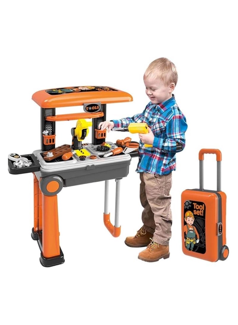 ايرس مجموعة أدوات طاولة عمل 2 في 1 مع حقيبة حمل للأطفال - أدوات متجر اللعب التظاهري مع حقيبة حمل - أفضل هدية للبنائين الصغار - Image 2