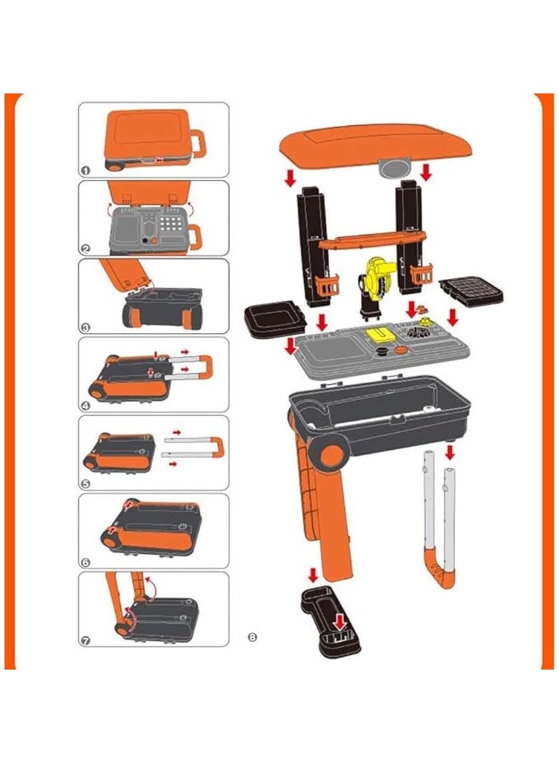 ايرس مجموعة أدوات طاولة عمل 2 في 1 مع حقيبة حمل للأطفال - أدوات متجر اللعب التظاهري مع حقيبة حمل - أفضل هدية للبنائين الصغار - Image 5