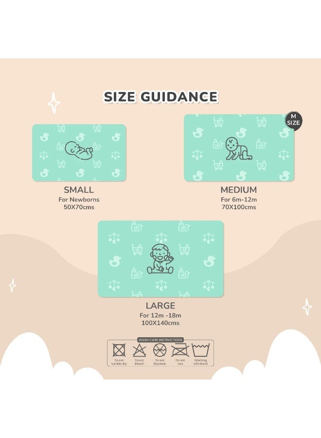 R for Rabbit Dry Nap Waterproof Quick Dry Anti-Piling Fleece Extra Absorbent Washable & Reusable Dry Sheet for Baby | Infant Bed Pad | Kids Bed Mattress Protector (Size-M, Green-Grey, Pack of 2 Combo) - Image 5