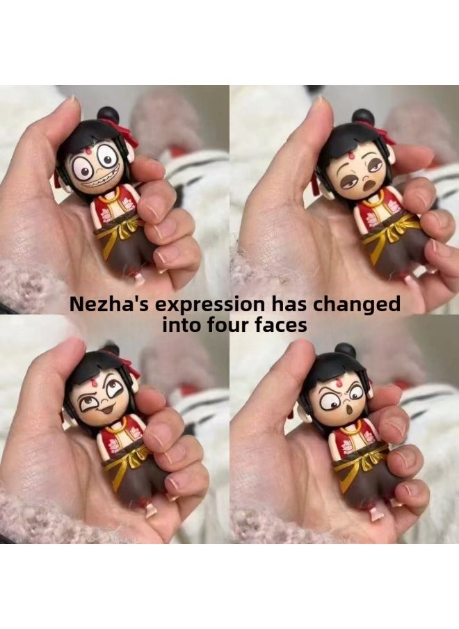 null - Shake The Same Style As The Head-press Face-changing Doll Toy Expression Arranged Ornaments Tide Play Doll Ornaments Toy-Color:Nezha Doll 41g Keychain 1 (random Expression In Stock) - Image 1