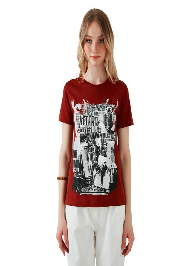 Lela Lela Cotton Printed Crew Neck T Shirt Women's T-Shirt 6001004