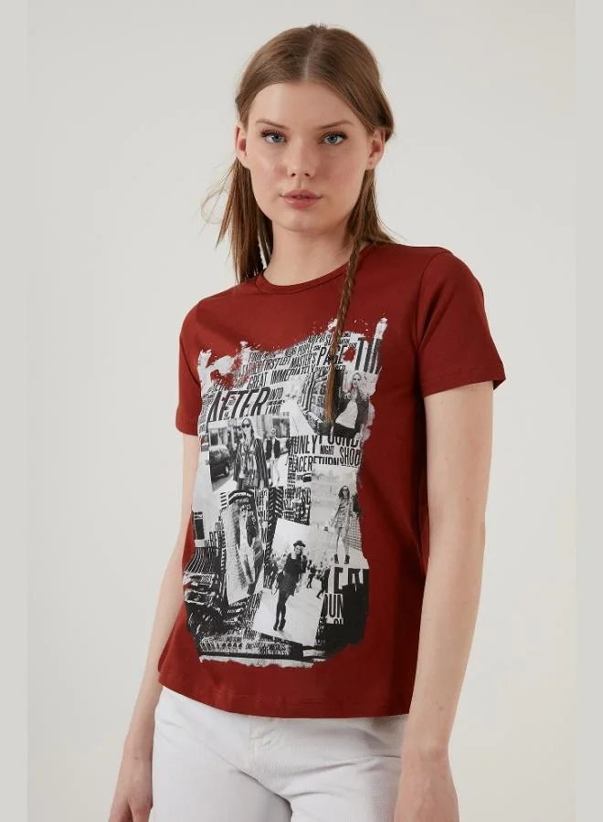 Lela Lela Cotton Printed Crew Neck T Shirt Women's T-Shirt 6001004