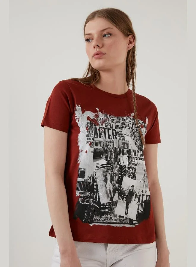 Lela Lela Cotton Printed Crew Neck T Shirt Women's T-Shirt 6001004