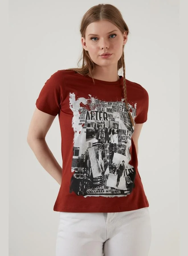 Lela Lela Cotton Printed Crew Neck T Shirt Women's T-Shirt 6001004