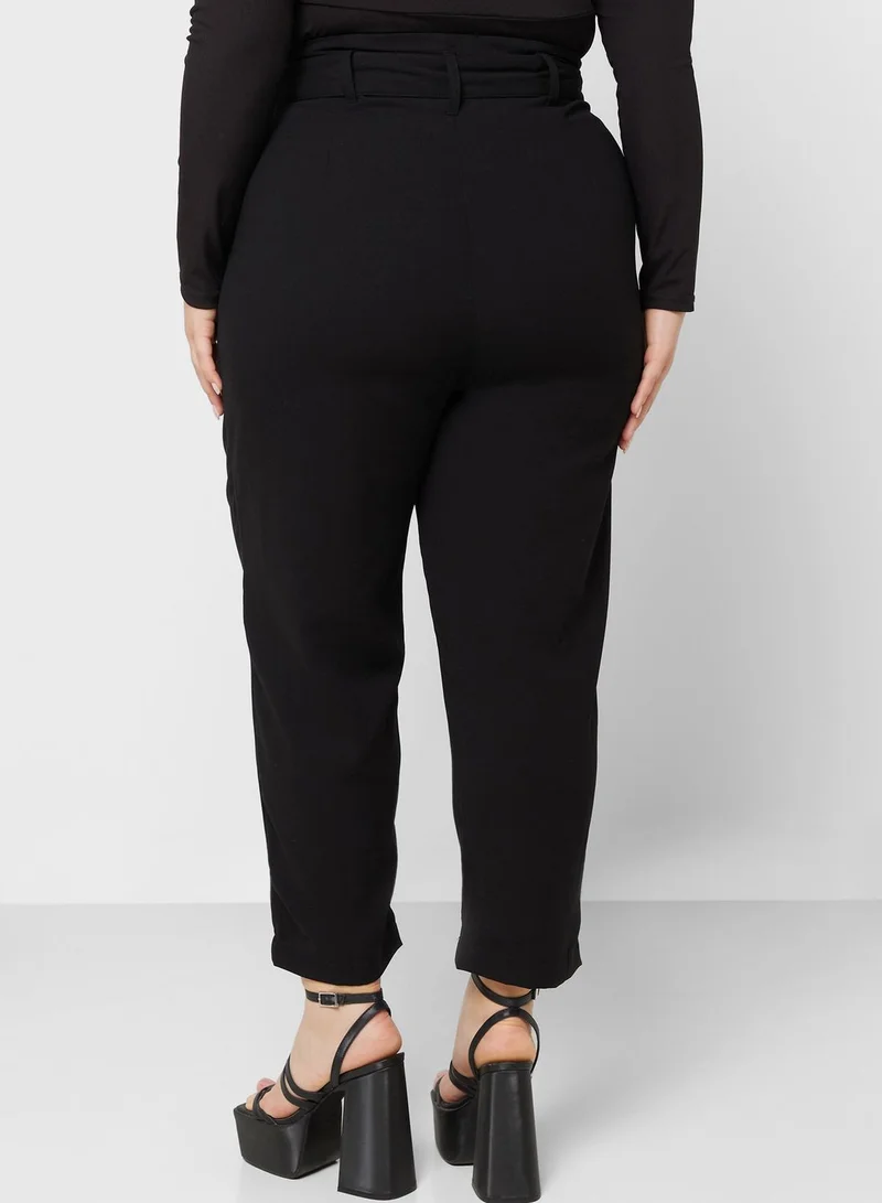 Ginger Plus Paperbag Waist Belted Pants
