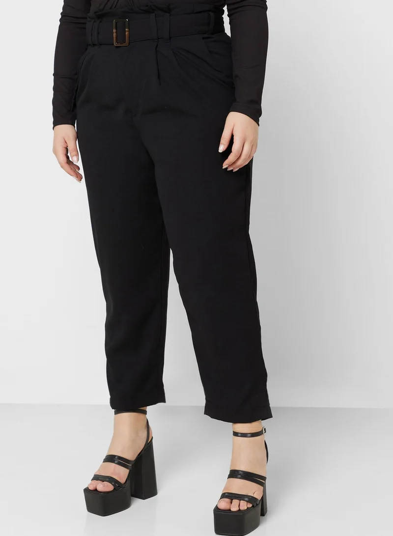 Ginger Plus Paperbag Waist Belted Pants