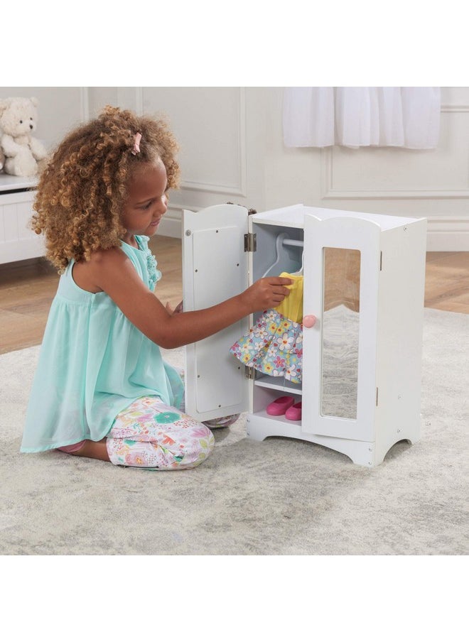 KidKraft KidKraft Wooden Lil' Doll Armoire with 6 Hangers, Furniture for 18-Inch Dolls - White Gift for Ages 3+  - Image 2