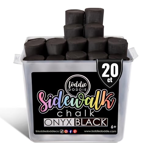 Loddie Doddie Jumbo Sidewalk Chalk Bucket 20 Count Black Washable Sidewalk Chalk for Kids Bucket Storage for Outside Fun For Outdoor Kids Activities - Image 1