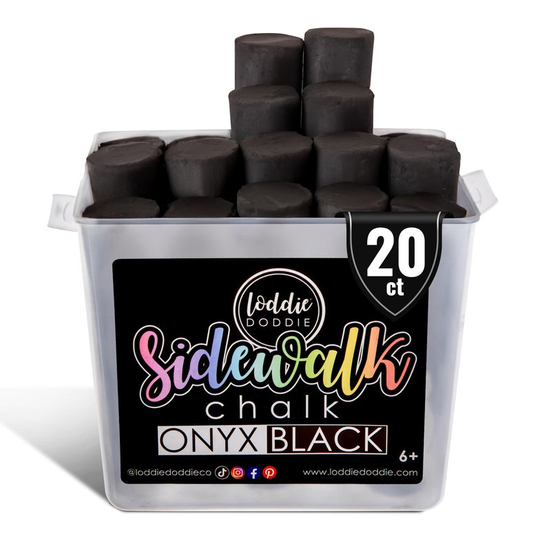 Loddie Doddie Jumbo Sidewalk Chalk Bucket 20 Count Black Washable Sidewalk Chalk for Kids Bucket Storage for Outside Fun For Outdoor Kids Activities - Image 2