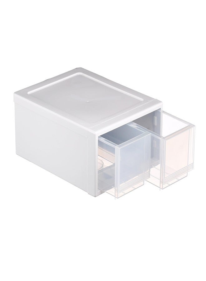 INABOX Polypropylene Double Vertical Stackable Drawer, Clear, Transparent PP Storage Organizer, No Lid, Durable u0026 Space Saving for Home Organization - Image 1