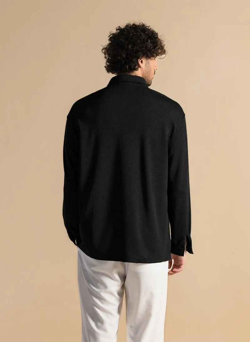 SHAPES TEXTURED STRETCHY SHIRT