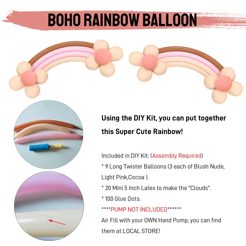 Haptda Boho Balloon Garland Blush Nude Dusty Pink Brown White Sand Long Twisting Balloons Arch Kit for Baby Shower Rainbow Birthday Party Decorations - Image 4