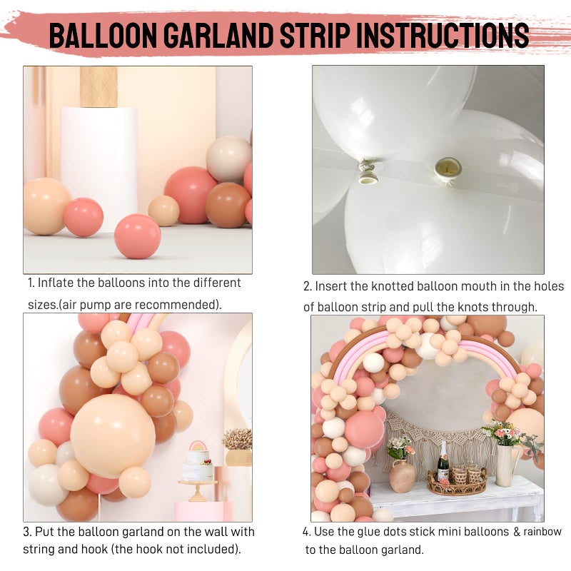 Haptda Boho Balloon Garland Blush Nude Dusty Pink Brown White Sand Long Twisting Balloons Arch Kit for Baby Shower Rainbow Birthday Party Decorations - Image 3