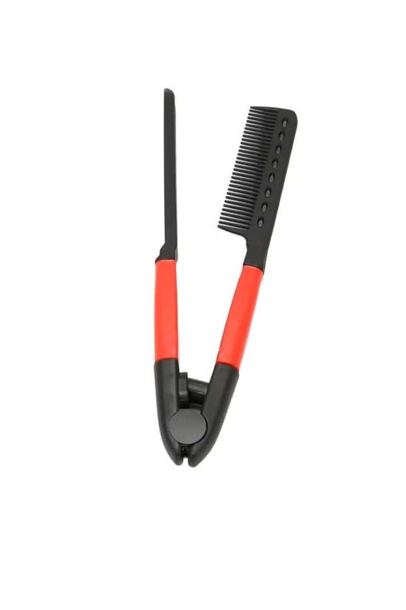 Flat Iron Straightening Comb,Folding Flat Comb Salon Hair Brush Comb Hairdressing Styling Hair Straightener,Hair Styling Comb Styling Comb V-Shaped Straightening Comb For Knotty Hair - Image 1