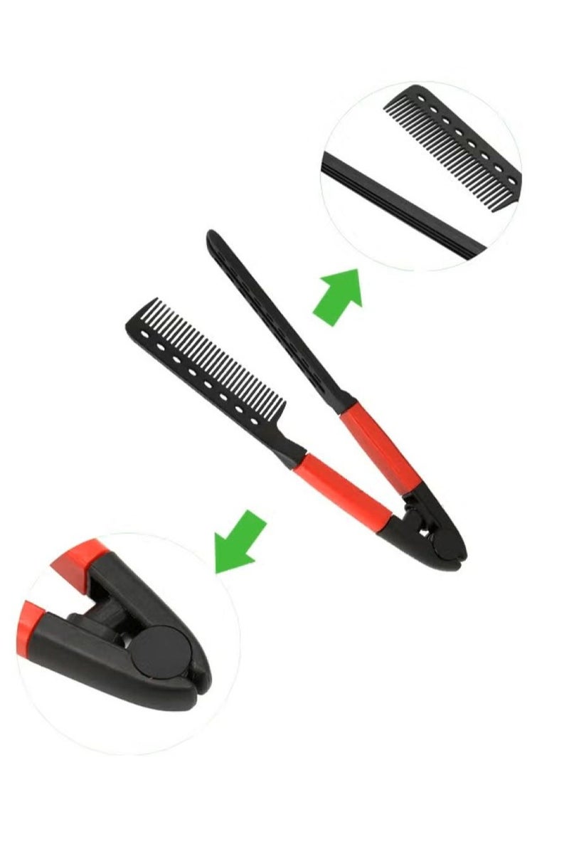 Flat Iron Straightening Comb,Folding Flat Comb Salon Hair Brush Comb Hairdressing Styling Hair Straightener,Hair Styling Comb Styling Comb V-Shaped Straightening Comb For Knotty Hair - Image 2