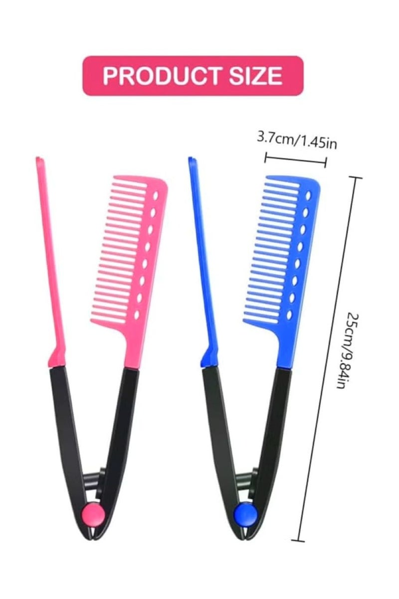 Flat Iron Straightening Comb,Folding Flat Comb Salon Hair Brush Comb Hairdressing Styling Hair Straightener,Hair Styling Comb Styling Comb V-Shaped Straightening Comb For Knotty Hair - Image 3