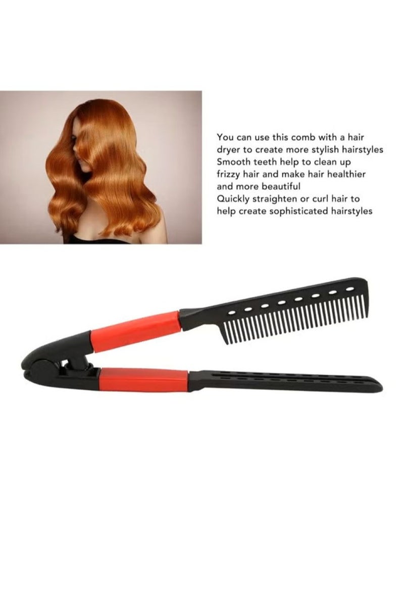 Flat Iron Straightening Comb,Folding Flat Comb Salon Hair Brush Comb Hairdressing Styling Hair Straightener,Hair Styling Comb Styling Comb V-Shaped Straightening Comb For Knotty Hair - Image 5