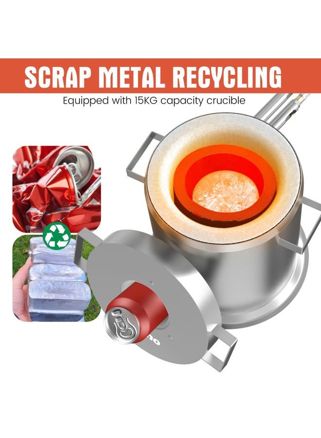 Nelyrho 15kg Propane Smelting Furnace Kit, Foundry Aluminium Silver Gold Copper Metal, with Lifting Tong and Crucible, Foundry Kiln - Image 5