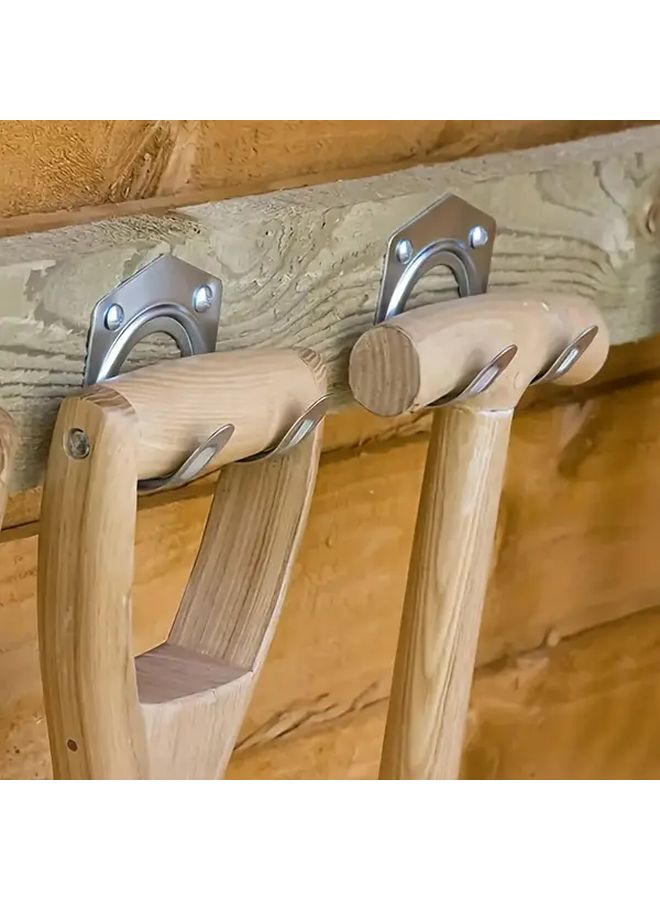 2pcs Heavy Metal Wall Hanging Tool Rack Set With Double Hooks Industrial Garage Organizer - Image 2