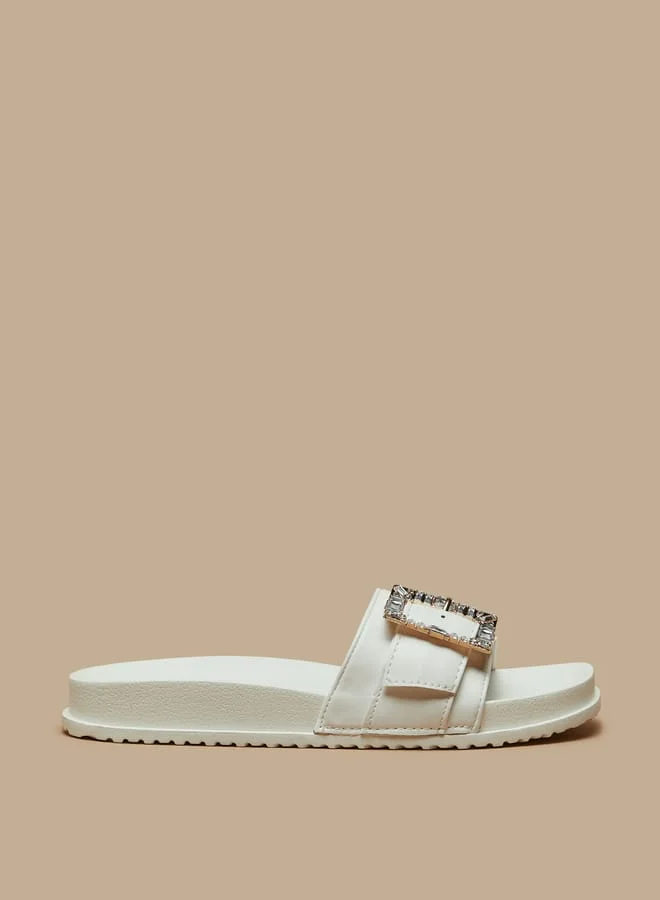 Aqua Women Embellished Slip-On Slide Slippers