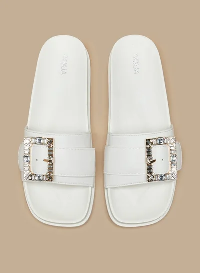 Aqua Women Embellished Slip-On Slide Slippers