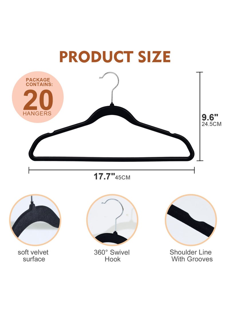 HOMESTAR 20 Pieces Non Slip Clothes Velvet Hanger Heavy Duty - Image 4