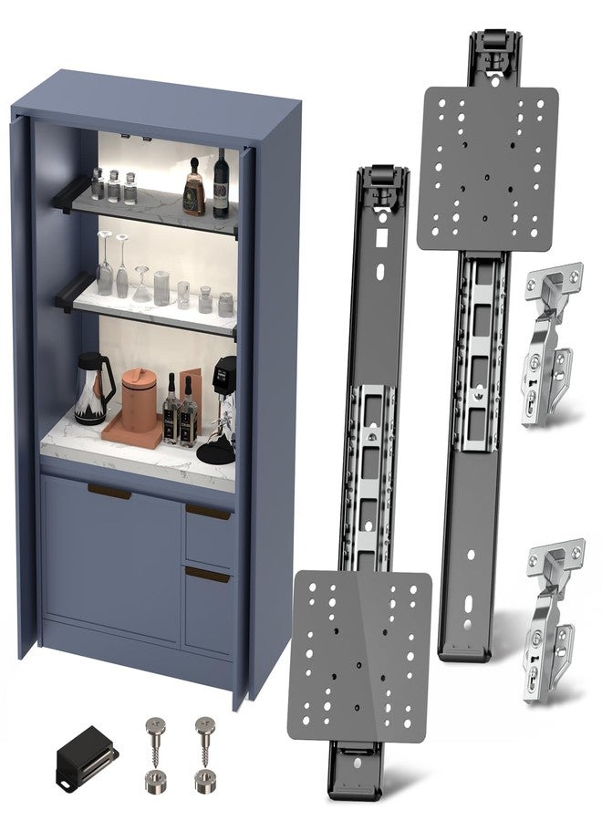 Dolenor 18" Cabinet Pocket Door Slide Hinge Kit 2PCS for Inset Application, Pivot Pocket Door Slides for Cabinet wiht Hinges, Pivot Sliding Door Runners Hardware System for Cabinet Doors - Image 1