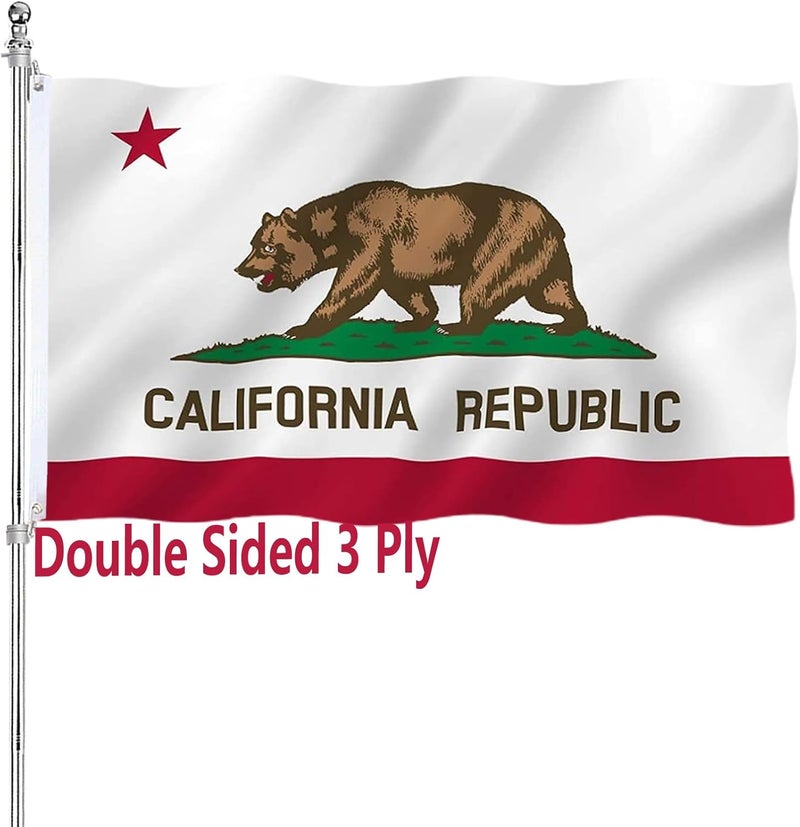 ARSOF California Republic State Flag Double Sided 2x3 Outdoor Heavy Duty 3 Ply Cali Bear Flags with Durable Canvas Header and 2 Brass Grommets Vivid Colors CA Flags - Image 1