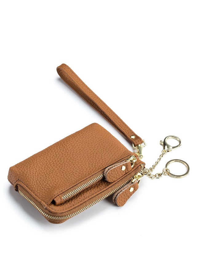 xozgdovg Minimalist Genuine Leather Coin Purse Earthy yellow  - Image 1