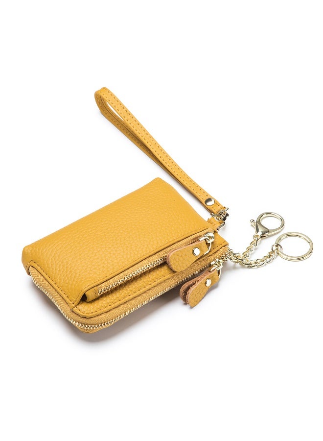 xozgdovg Minimalist Genuine Leather Coin Purse Earthy yellow  - Image 5