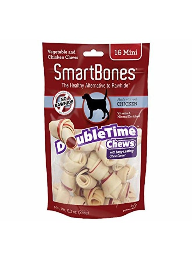 SmartBones DoubleTime Chews 16 Count, Mini, Rawhide-Free Chews For Dogs With Long-Lasting Chew Center - Image 1
