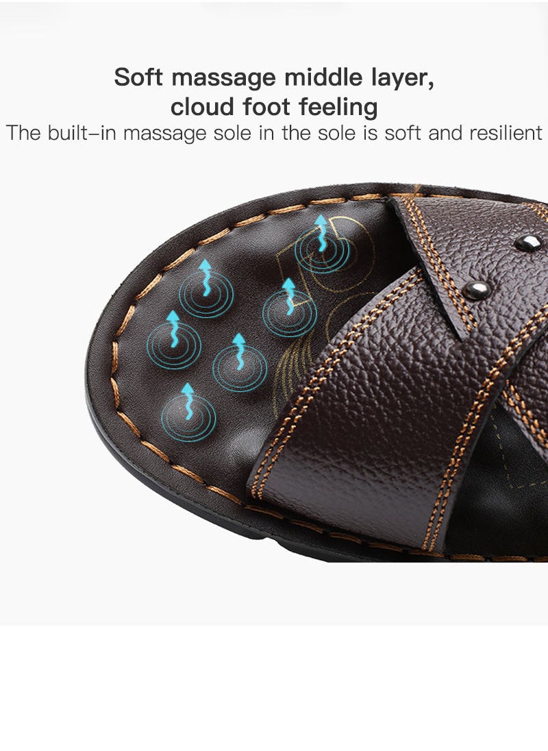 Sharpdo - Summer Leather Men'S Dual Purpose Slippers - Image 1