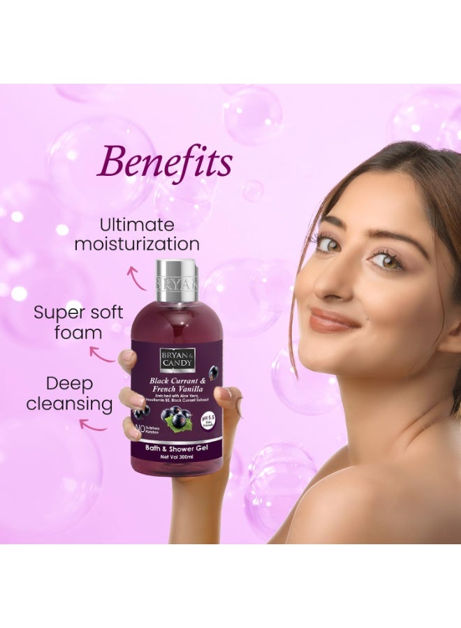 Bryan & Candy Black Currant & French Vanilla Shower Gel with Aloe Vera. Gentle, Moisturizing Body Wash for Soft, Supple Skin (300ml) - Image 2