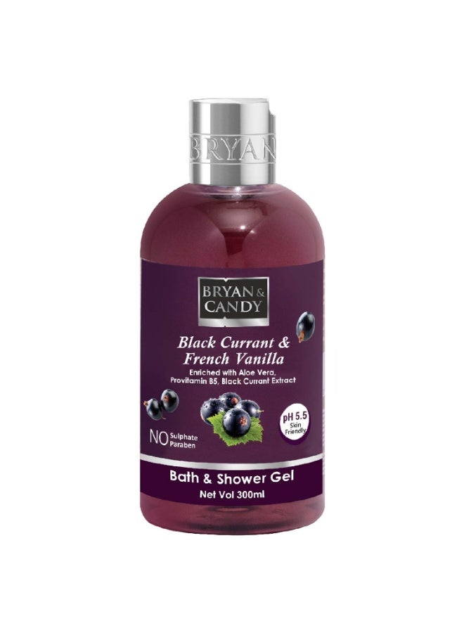 Bryan & Candy Black Currant & French Vanilla Shower Gel with Aloe Vera. Gentle, Moisturizing Body Wash for Soft, Supple Skin (300ml) - Image 1