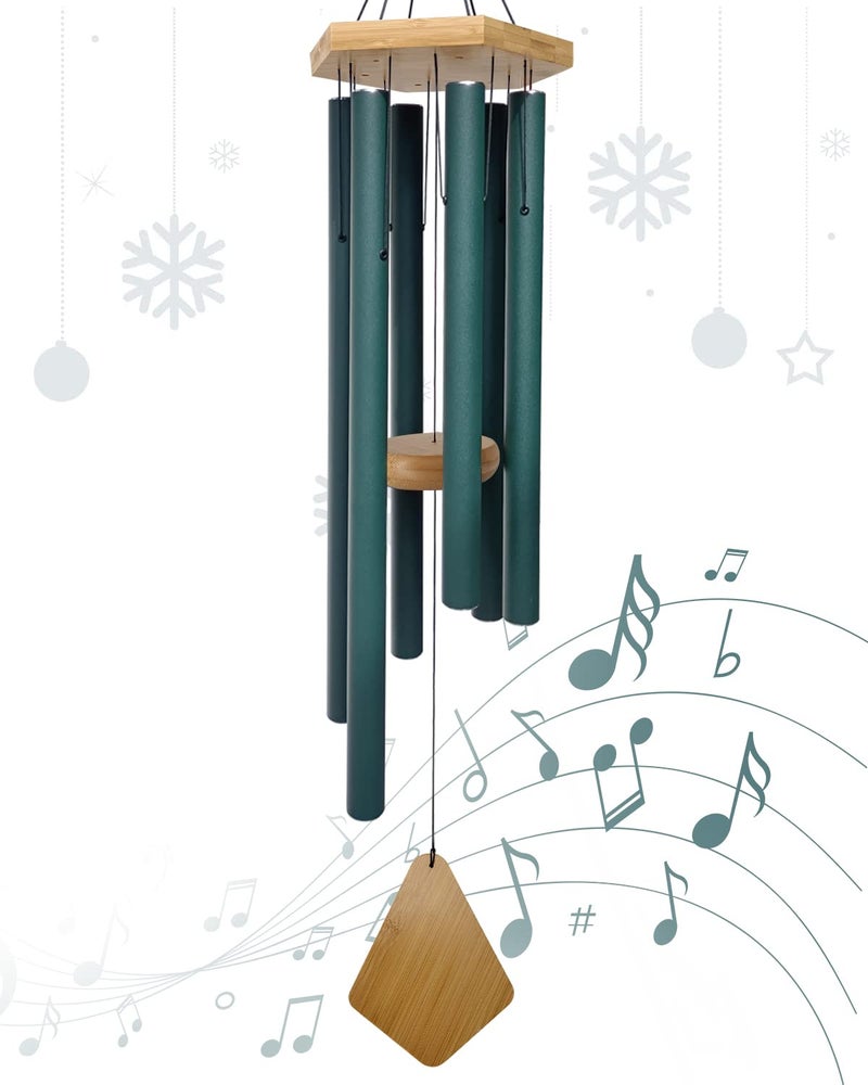 Howarmer Wind Chimes Deep Tone Outdoor with Hook for Mother's Day/Housewarming/Christmas, Memorial Wind Chimes for Patio, Garden, Yard, Home Decor, Green - Image 1