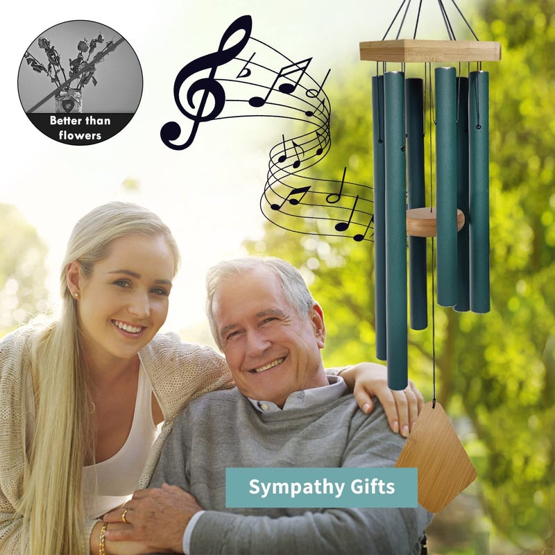 Howarmer Wind Chimes Deep Tone Outdoor with Hook for Mother's Day/Housewarming/Christmas, Memorial Wind Chimes for Patio, Garden, Yard, Home Decor, Green - Image 3