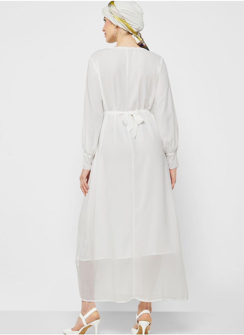 Khizana - Puff Sleeve Chiffon Dress - Image 1