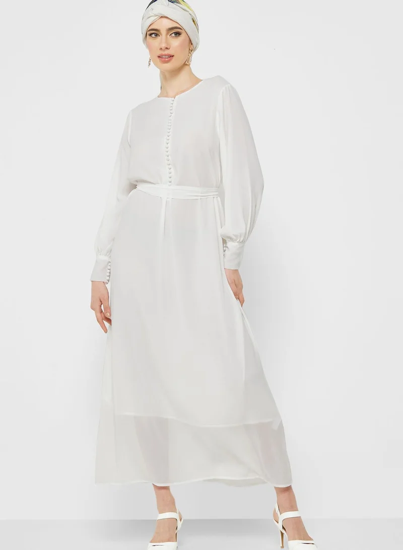 Khizana Puff Sleeve Chiffon Dress