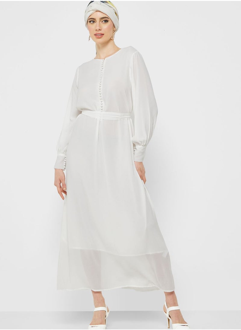 Khizana - Puff Sleeve Chiffon Dress - Image 1