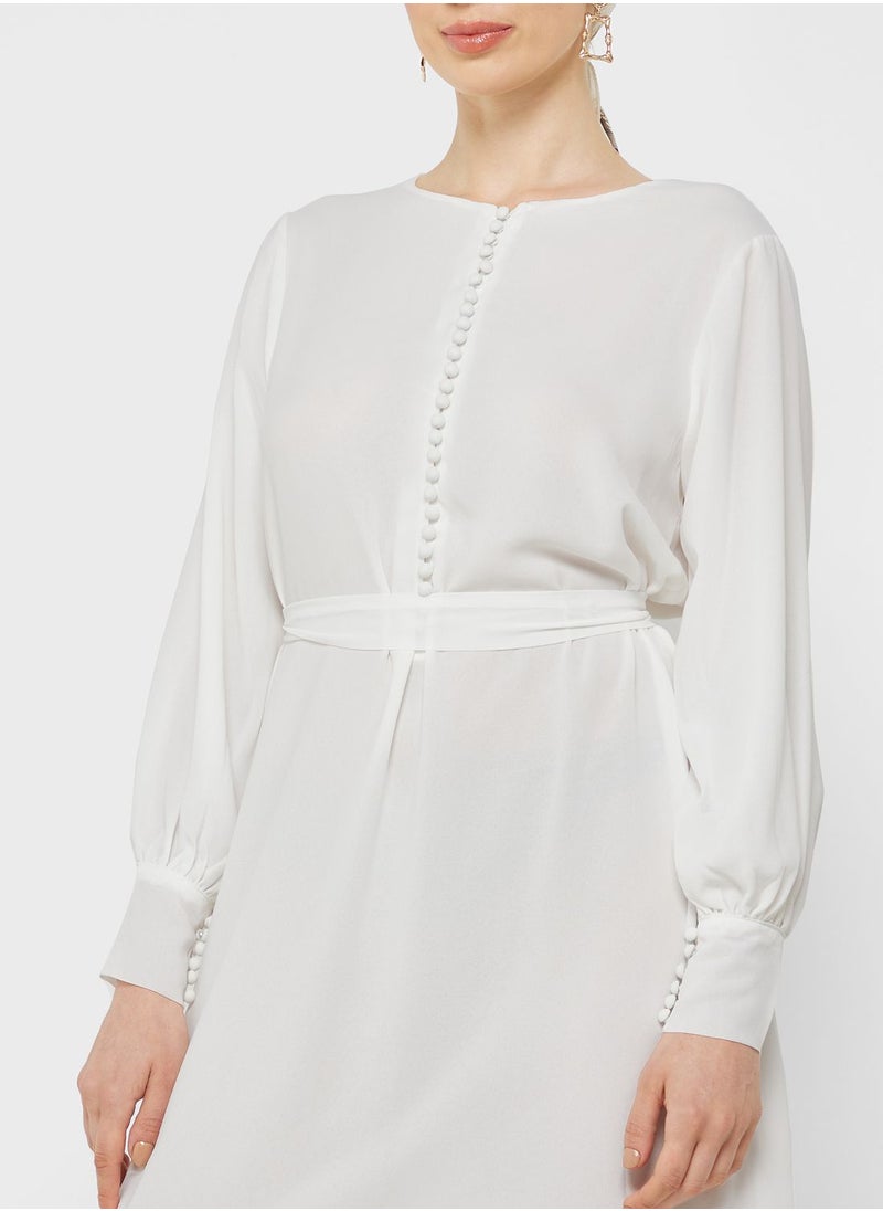 Khizana - Puff Sleeve Chiffon Dress - Image 1