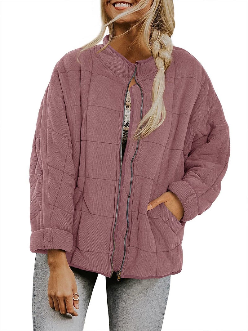 Casual Solid Color Cotton Jacket for Women lotus root starch 