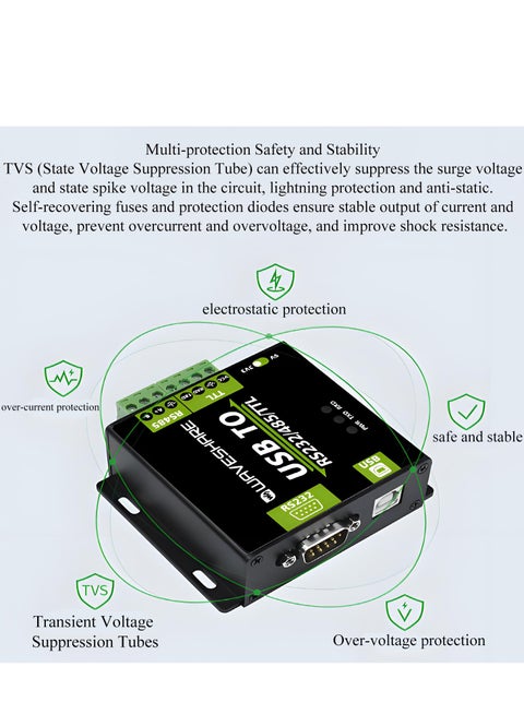 Usb To 4ch Ttl Converter Waveshare Industrial USB TO TTL Converter, Original CH343G Onboard Multi Protection Systems Support CH344 Linux