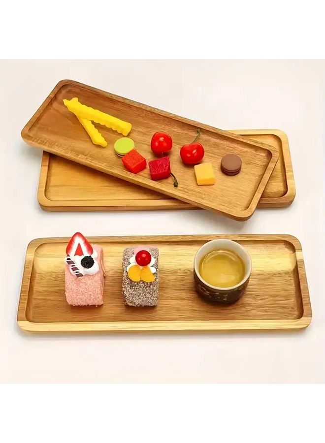 Retro Gridded Nut Snack Platter Set Handcrafted Natural Wood Serving Trays 3pcs - Image 1