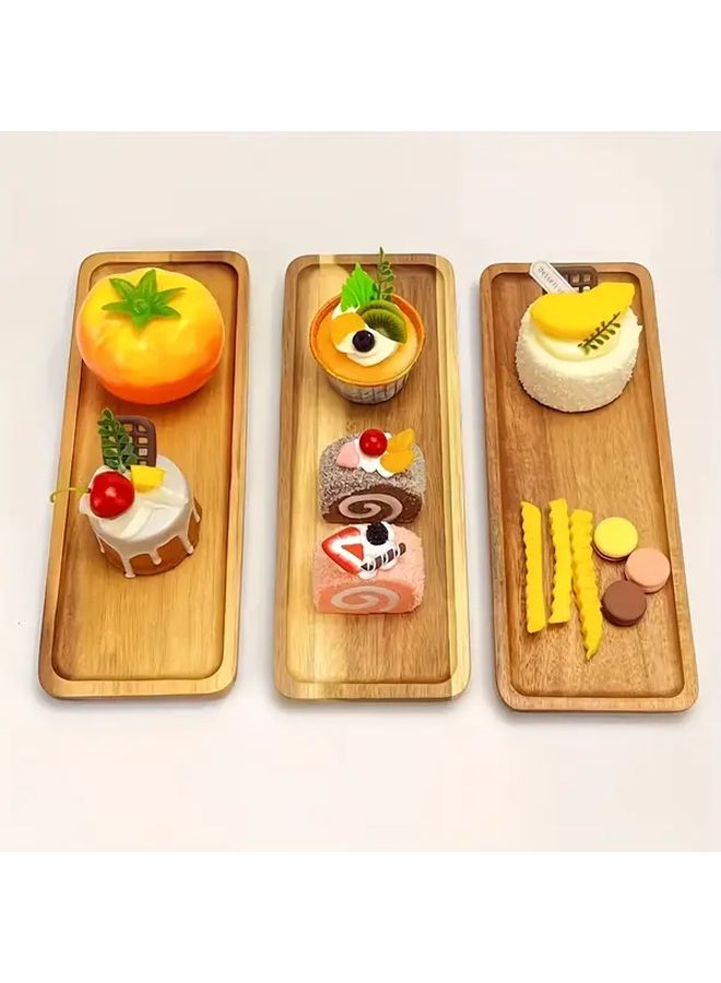 Retro Gridded Nut Snack Platter Set Handcrafted Natural Wood Serving Trays 3pcs - Image 4