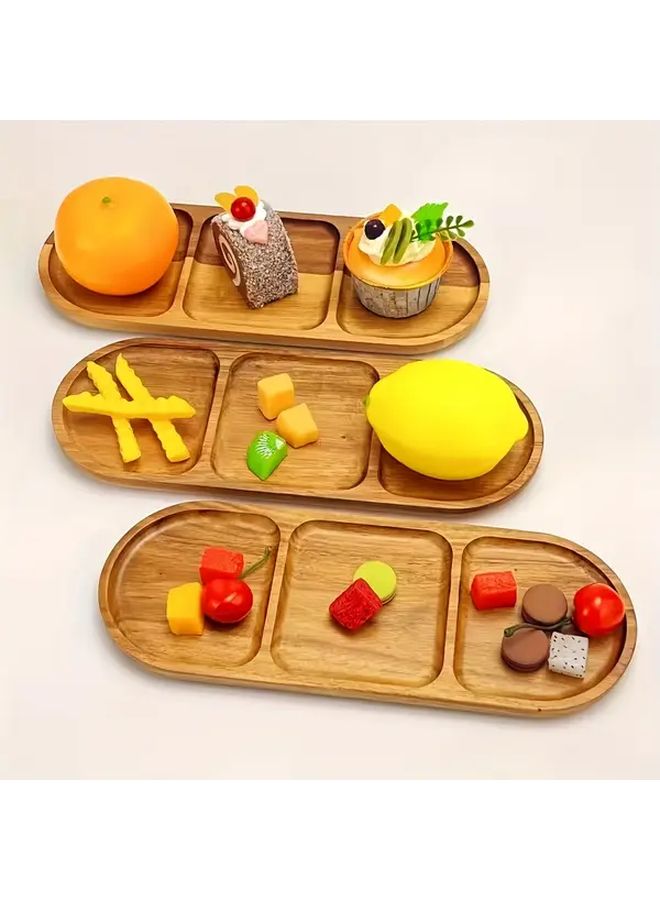 Retro Gridded Nut Snack Platter Set Handcrafted Natural Wood Serving Trays 3pcs - Image 3