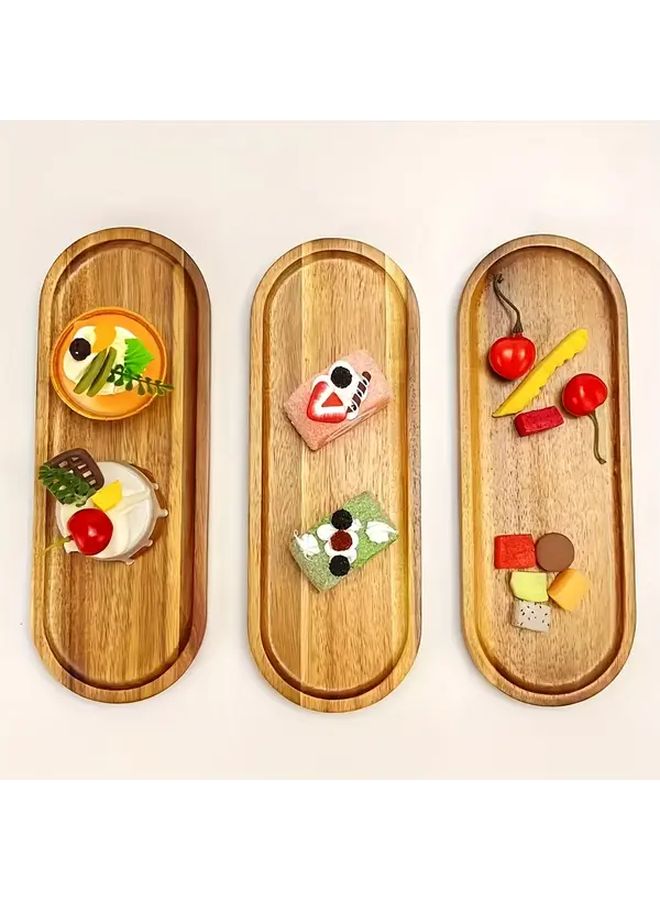 Retro Gridded Nut Snack Platter Set Handcrafted Natural Wood Serving Trays 3pcs - Image 5